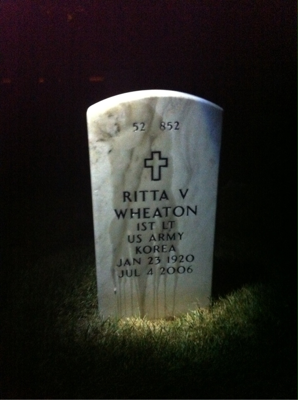 Back of headstone — Kenneth Wheaton