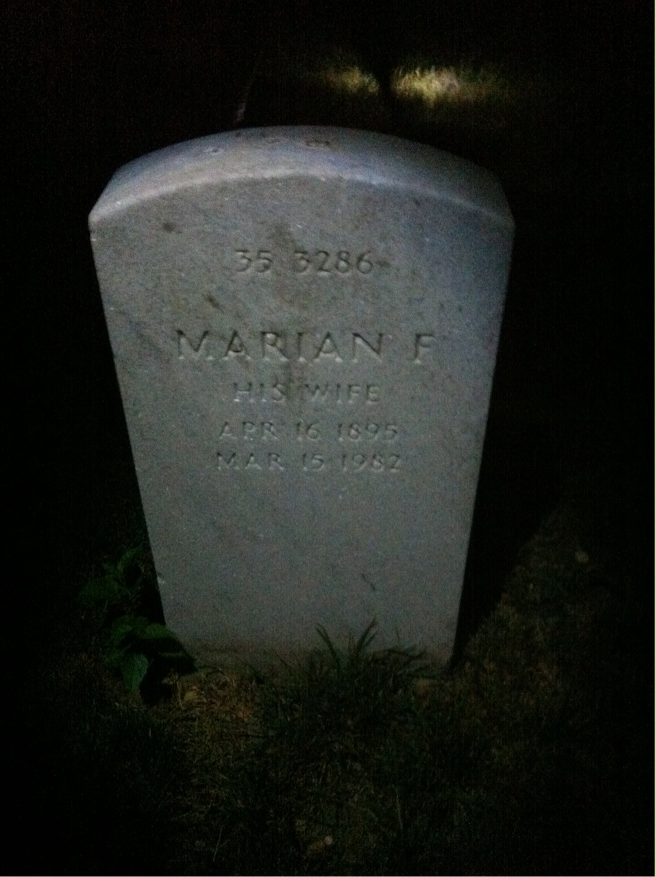 Back of headstone — William P Cline