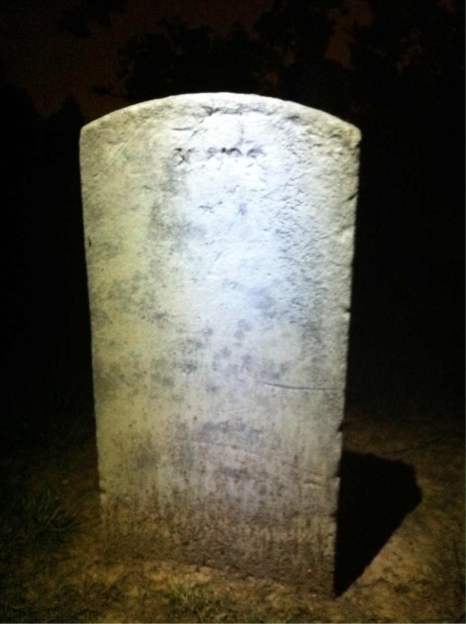 Back of headstone — James Allen