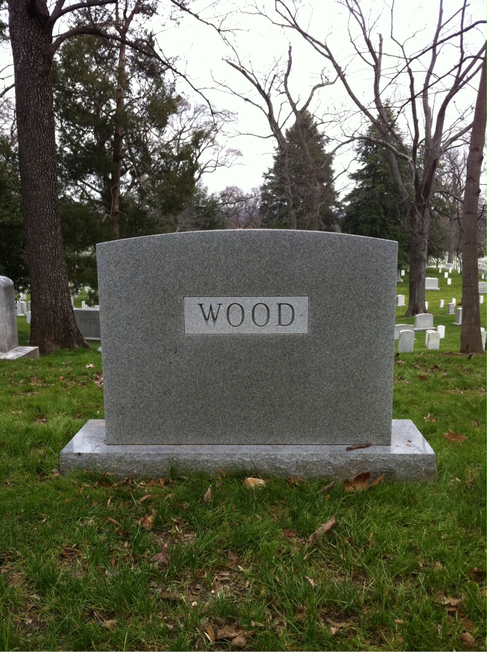 Back of headstone — Robert W Wood
