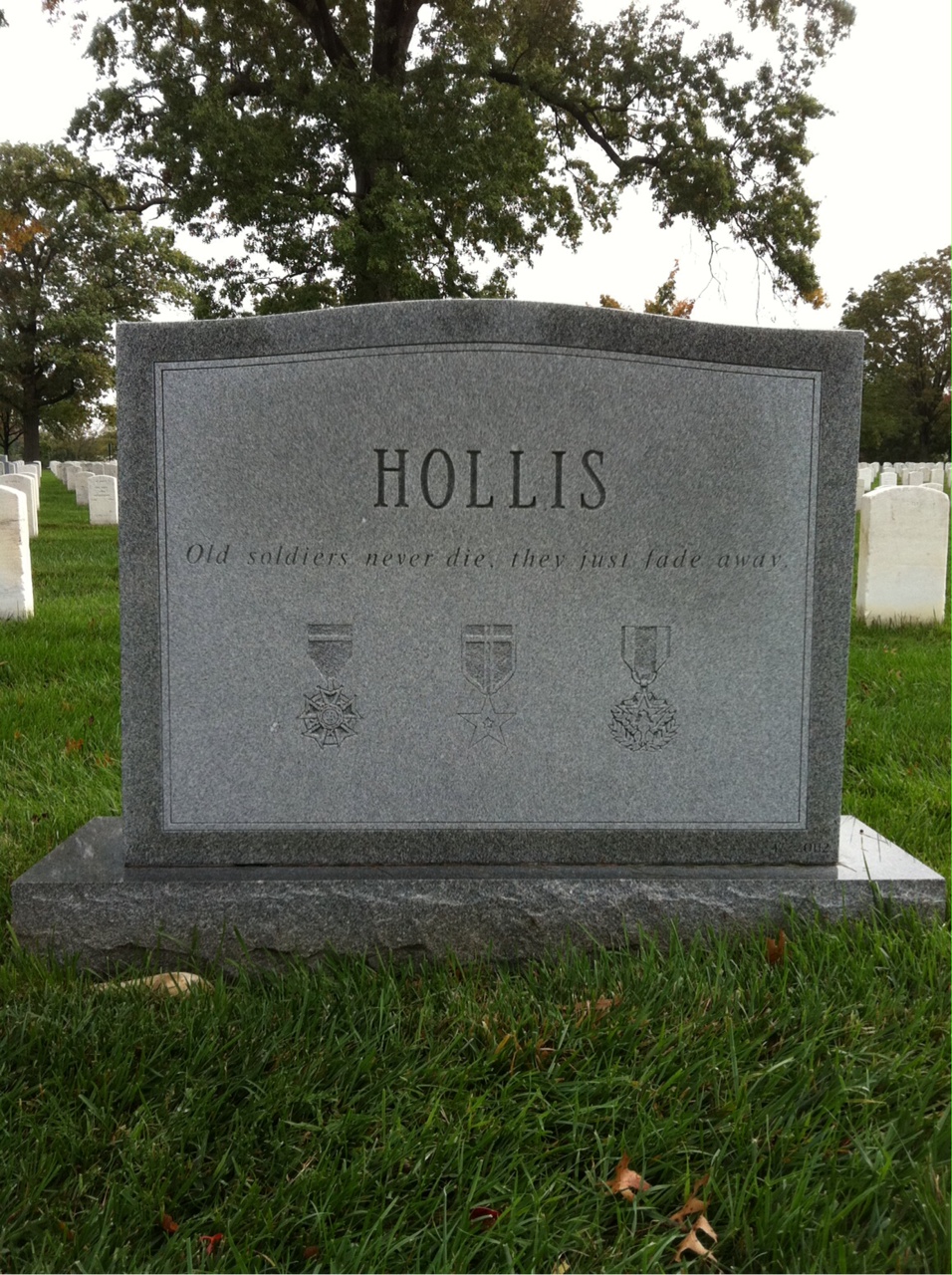Back of headstone — Richard Hollis