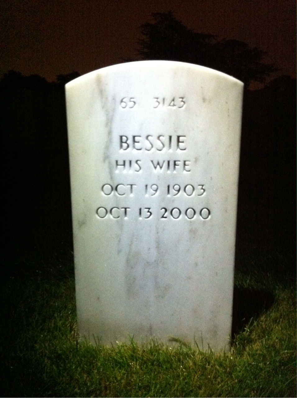 Back of headstone — William Moss