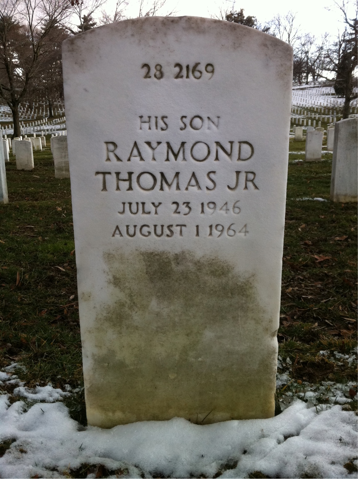 Back of headstone — Raymond Miller