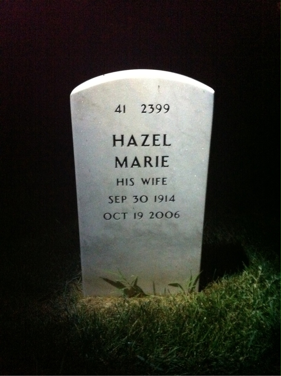 Back of headstone — Melvyn Spruce