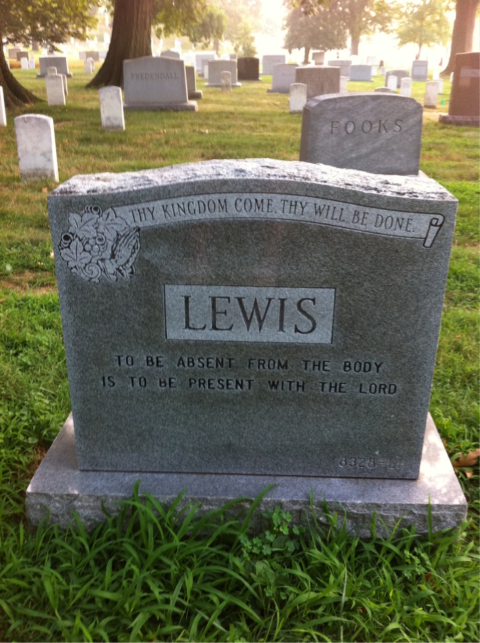 Back of headstone — Willie Lewis