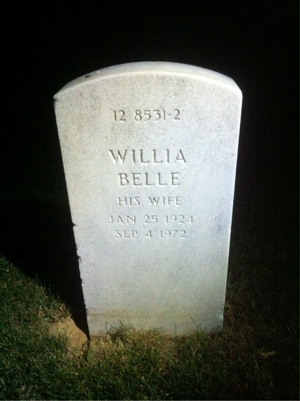 Back of headstone — Pink Barnwell