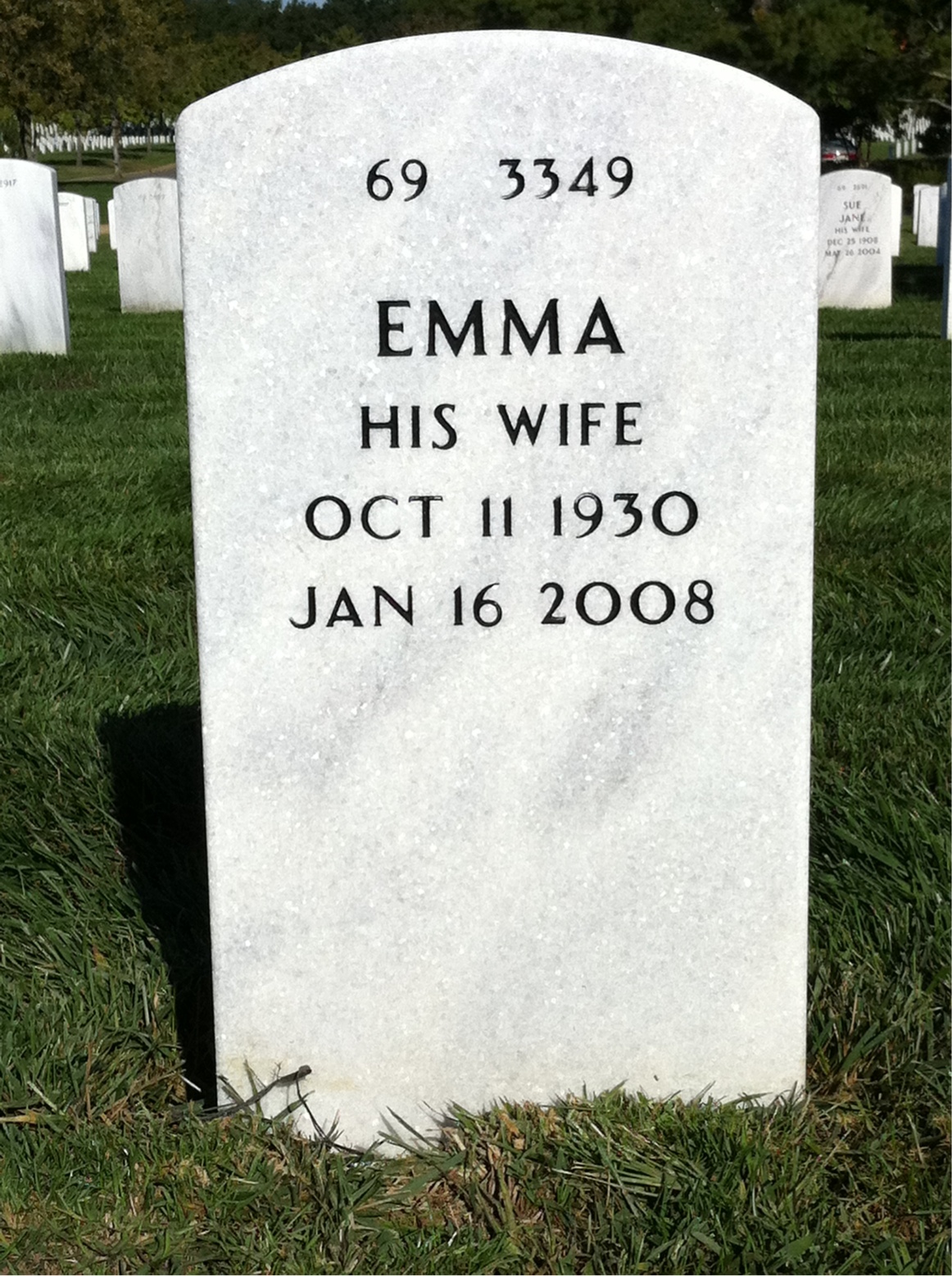 Back of headstone — Delos Allen