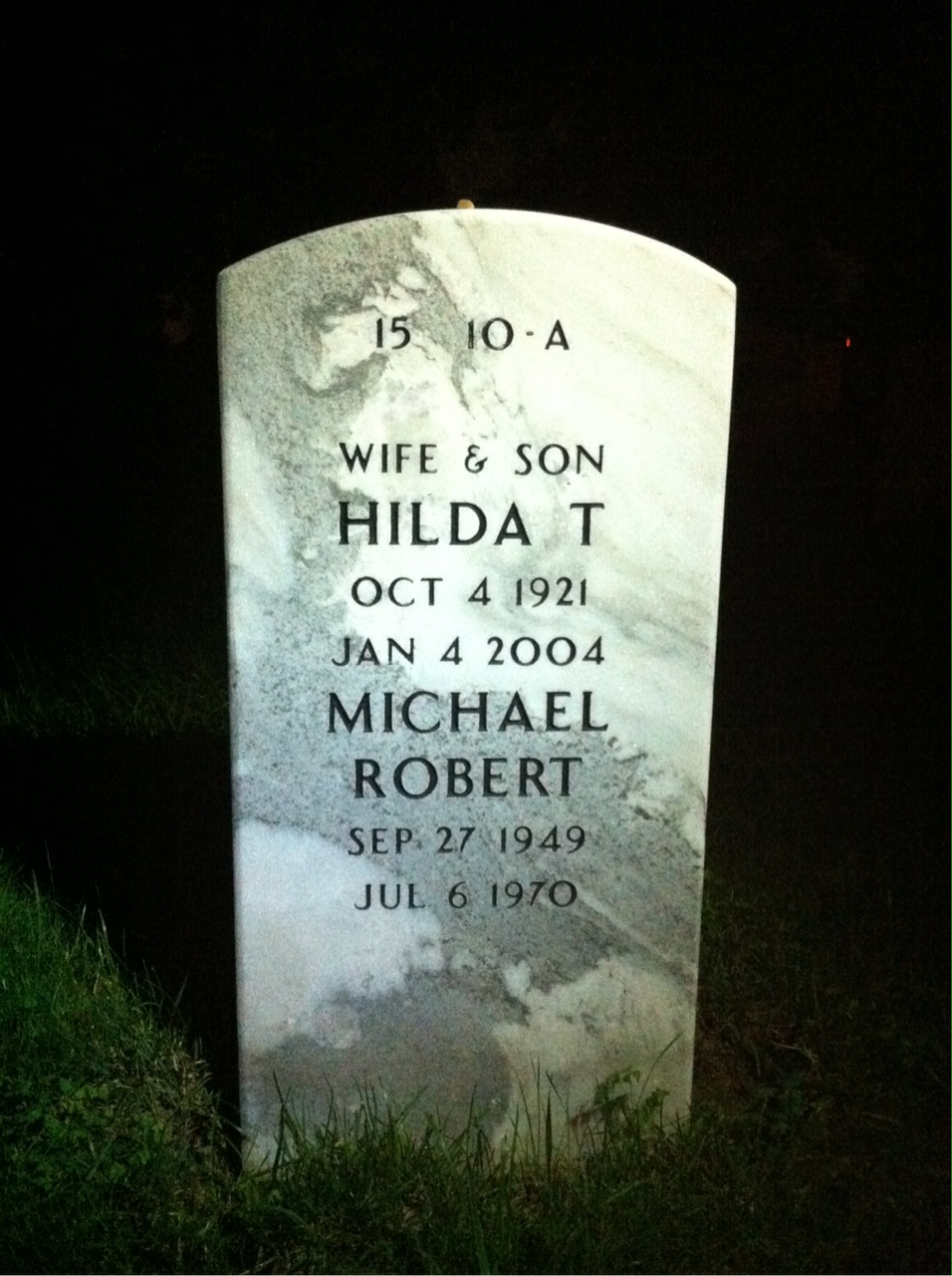 Back of headstone — Fred Young