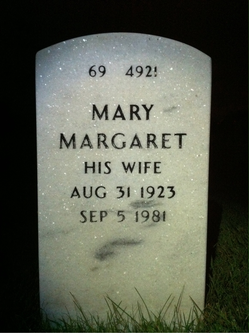 Back of headstone — John Stanko
