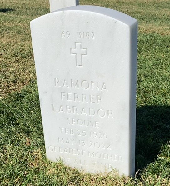 Back of headstone — Celedonio Labrador