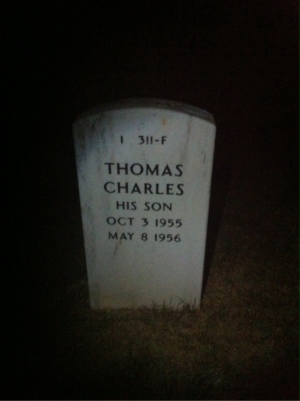 Back of headstone — Hugh Treakle