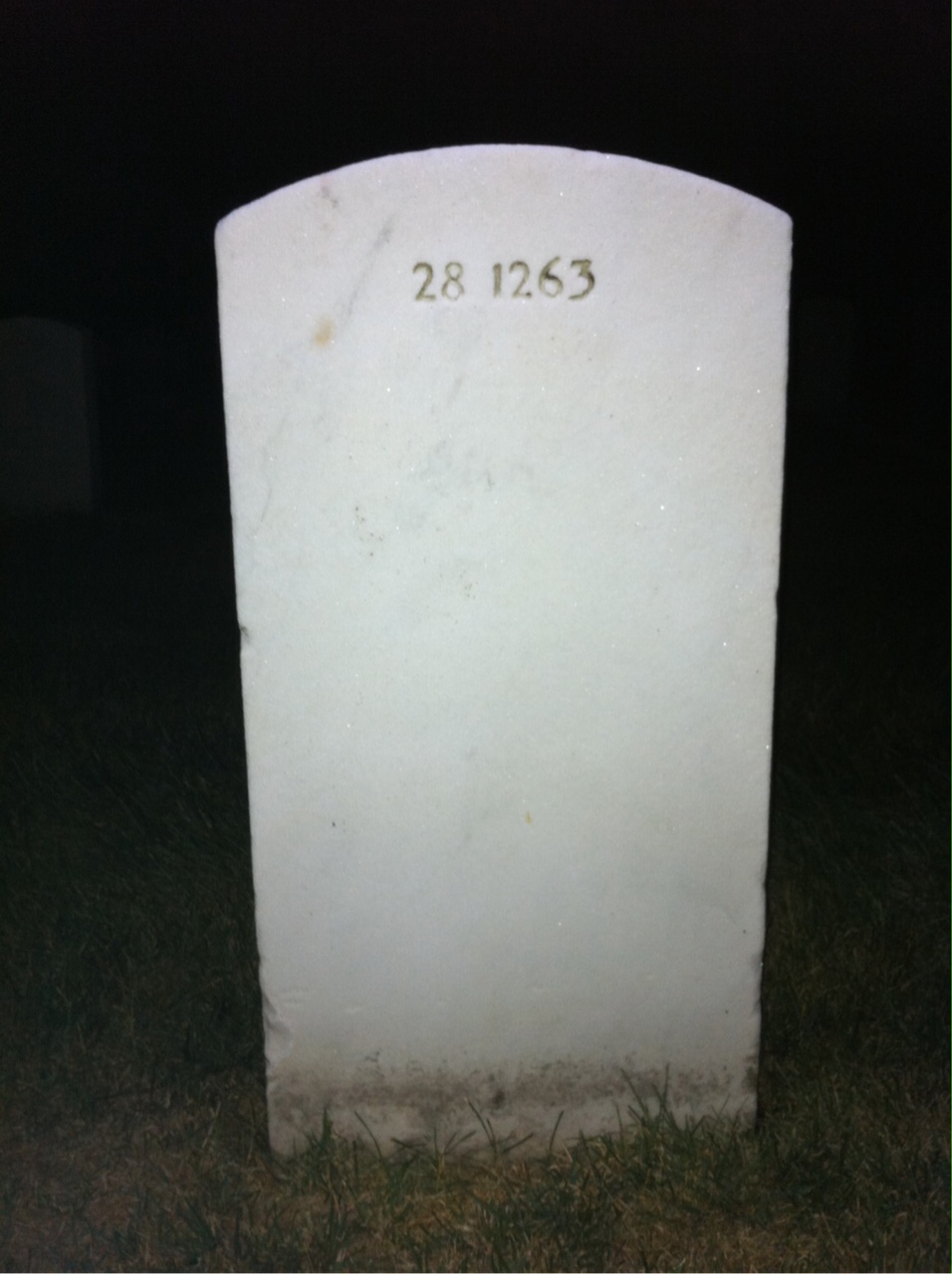 Back of headstone — William C Washington