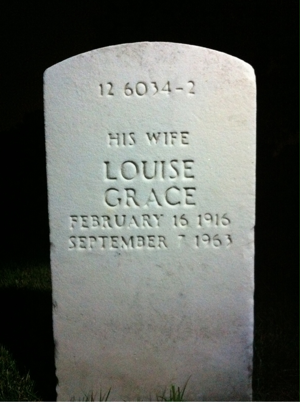 Back of headstone — Louise Anderson
