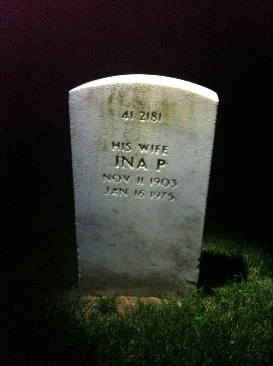 Back of headstone — Hobert Mills