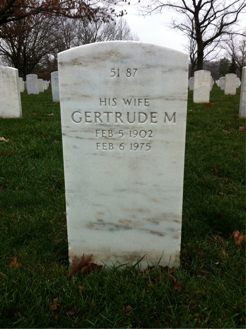 Back of headstone — William B Hart