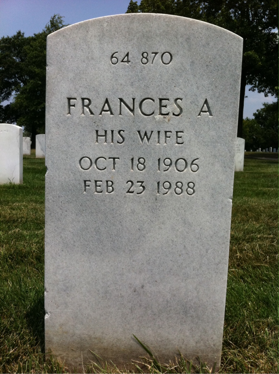Back of headstone — Harold Barnstead