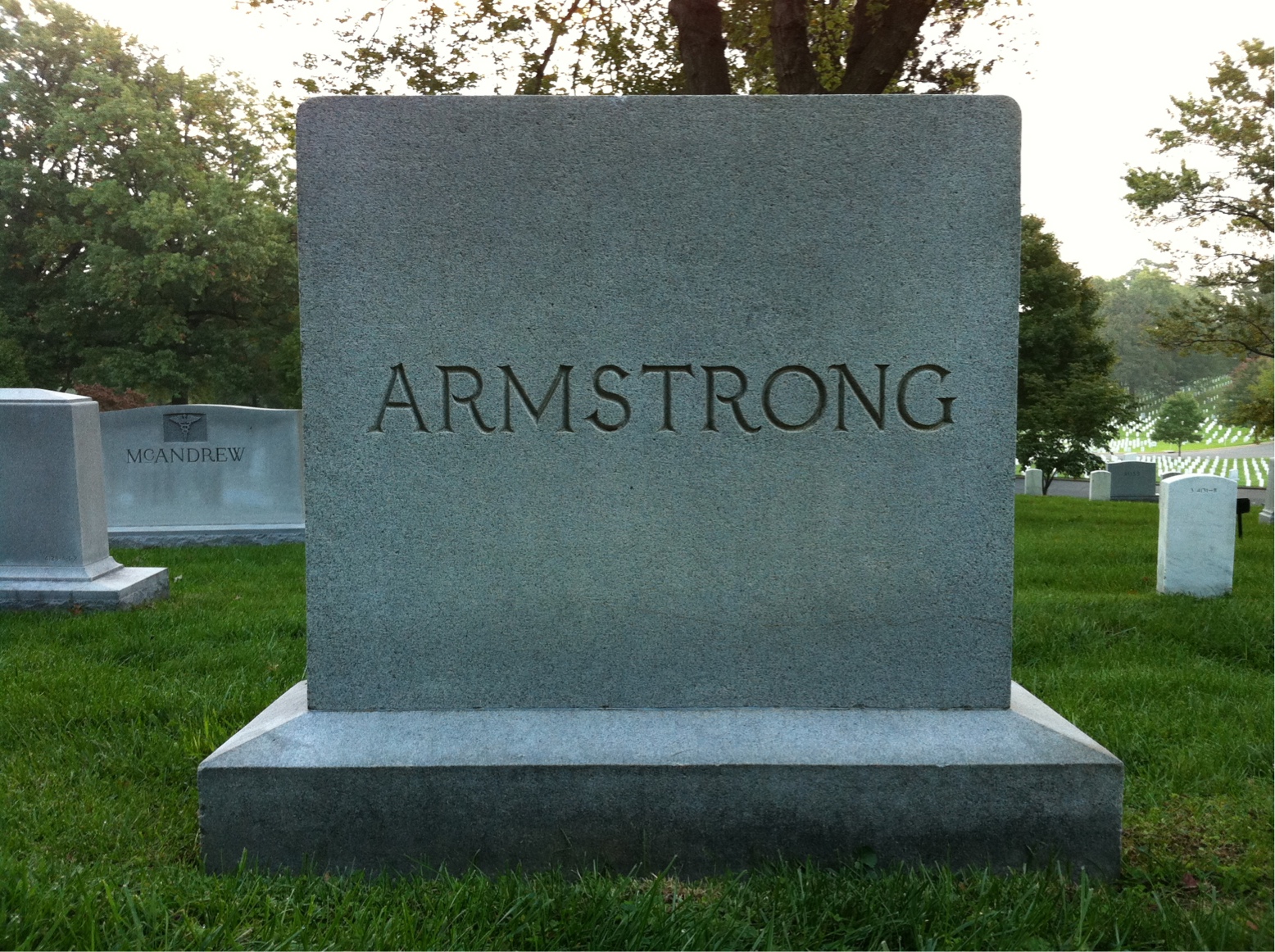 Back of headstone — Frank Armstrong