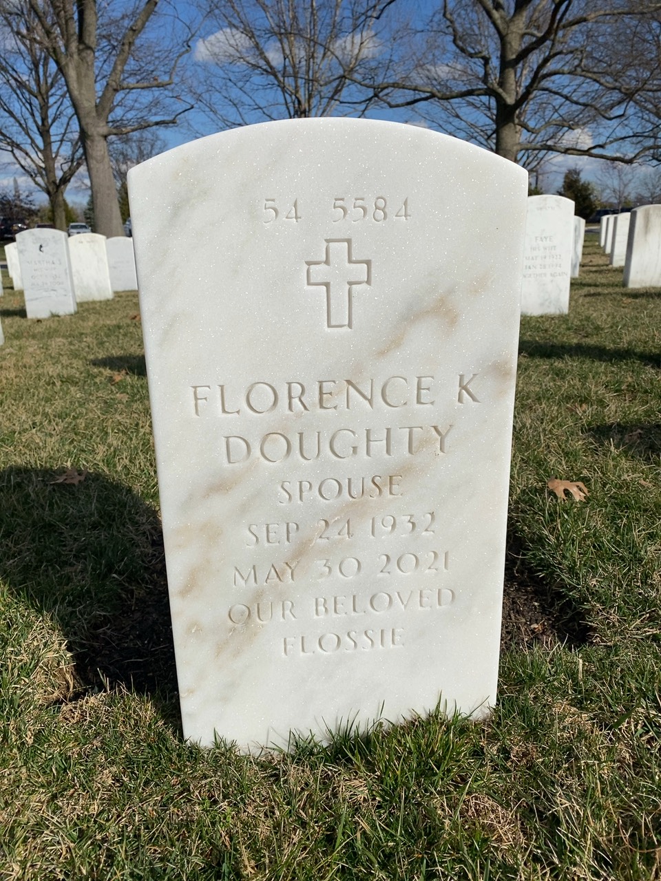 Back of headstone — Curtis Doughty
