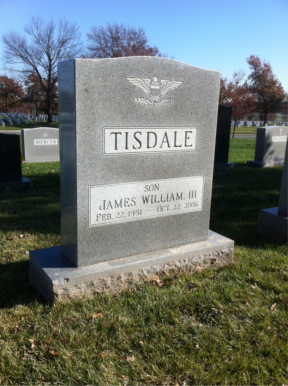 Back of headstone — James Tisdale