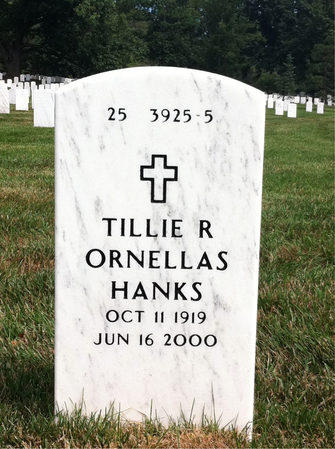 Back of headstone — Gordon Hanks
