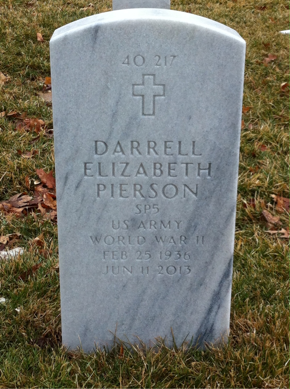 Back of headstone — Thomas Pierson