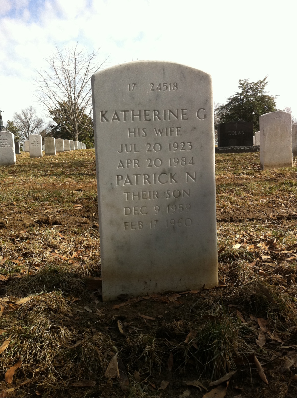 Back of headstone — Calvert Wright