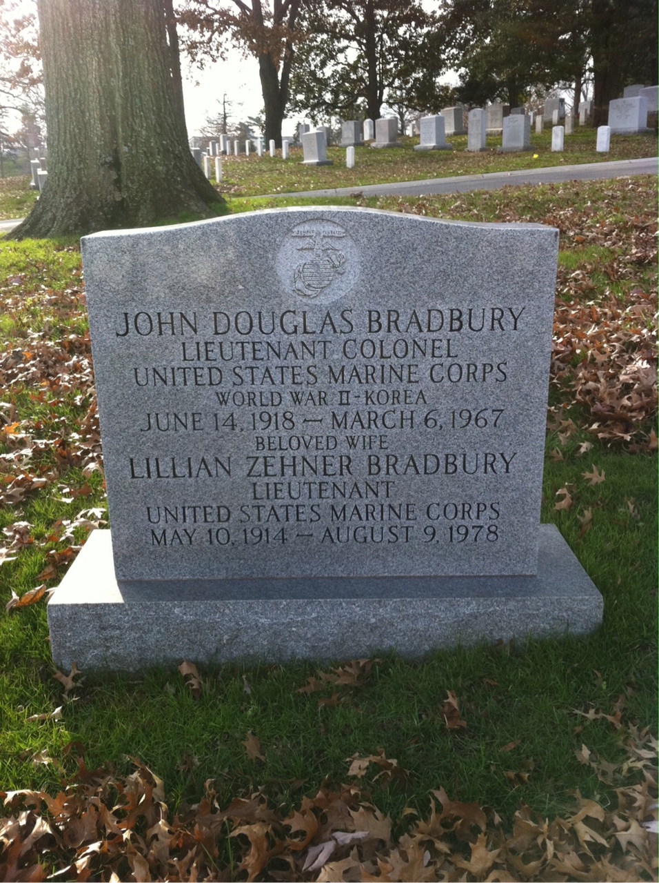 Back of headstone — John Bradbury