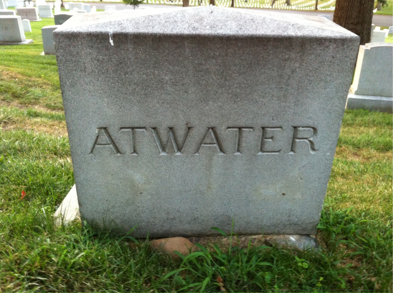 Back of headstone — Charles Atwater