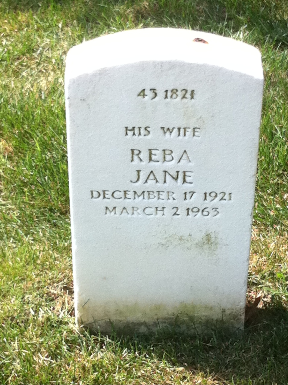 Back of headstone — William T Smith