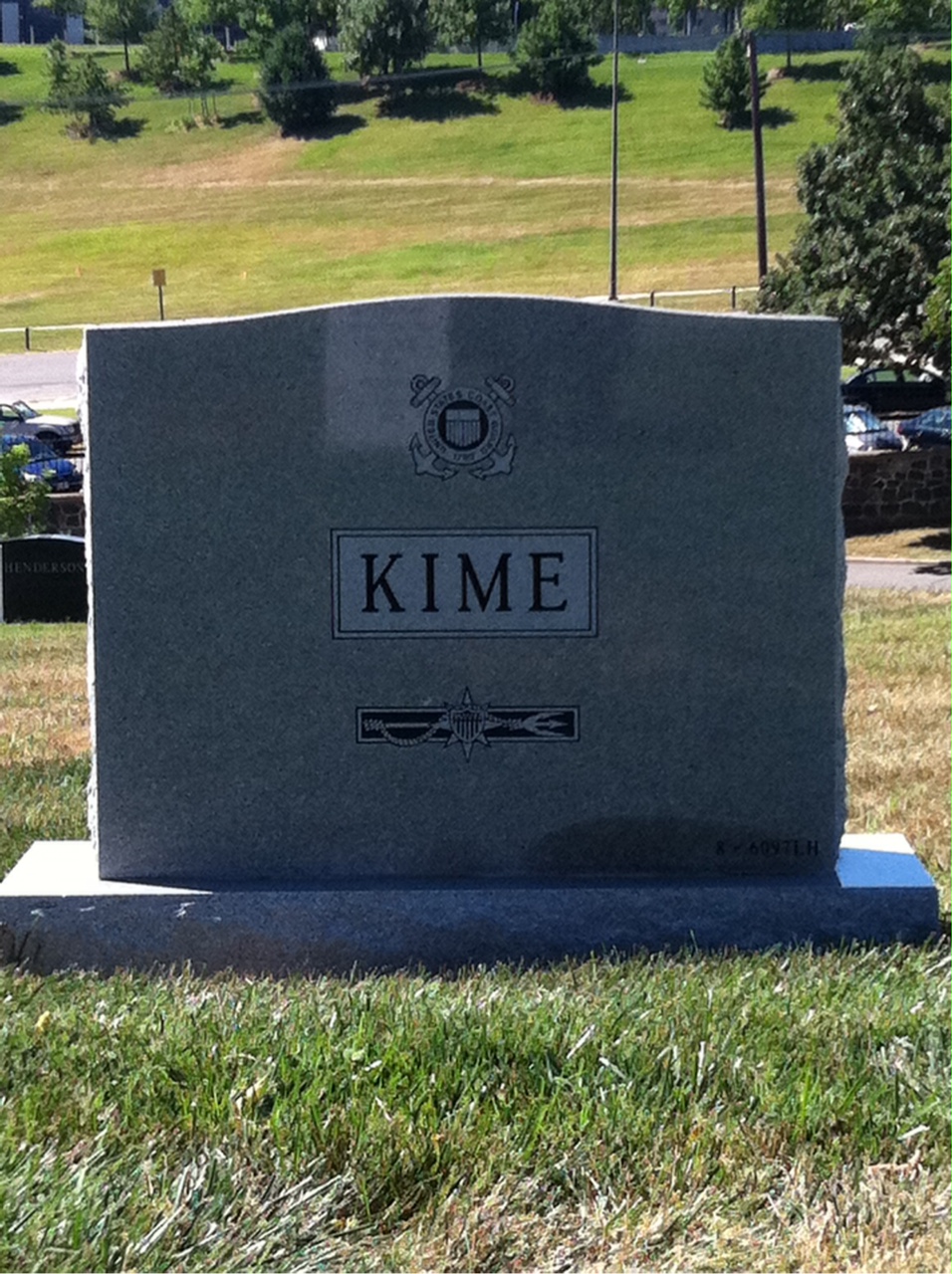 Back of headstone — John Kime