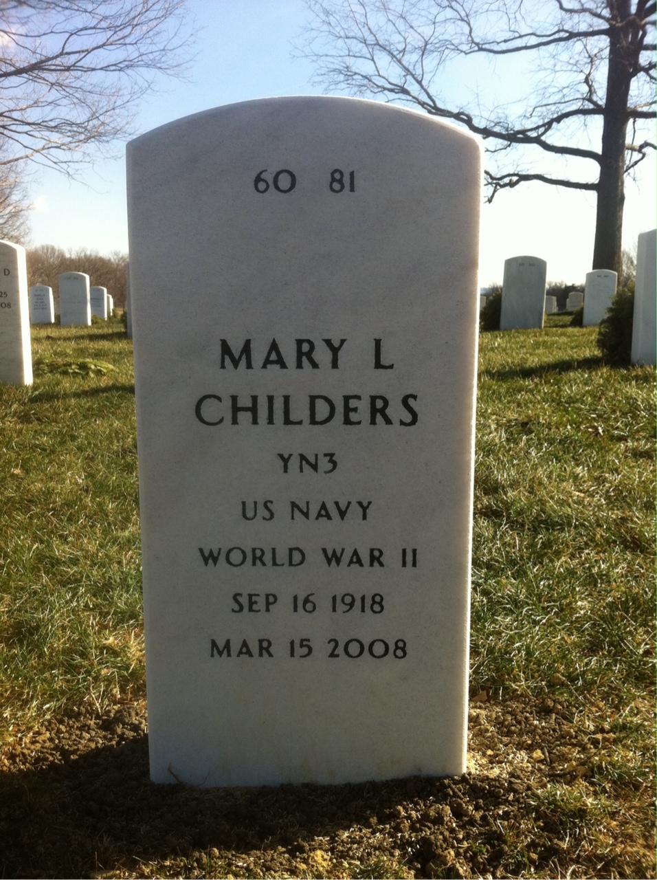 Back of headstone — Leonard Childers