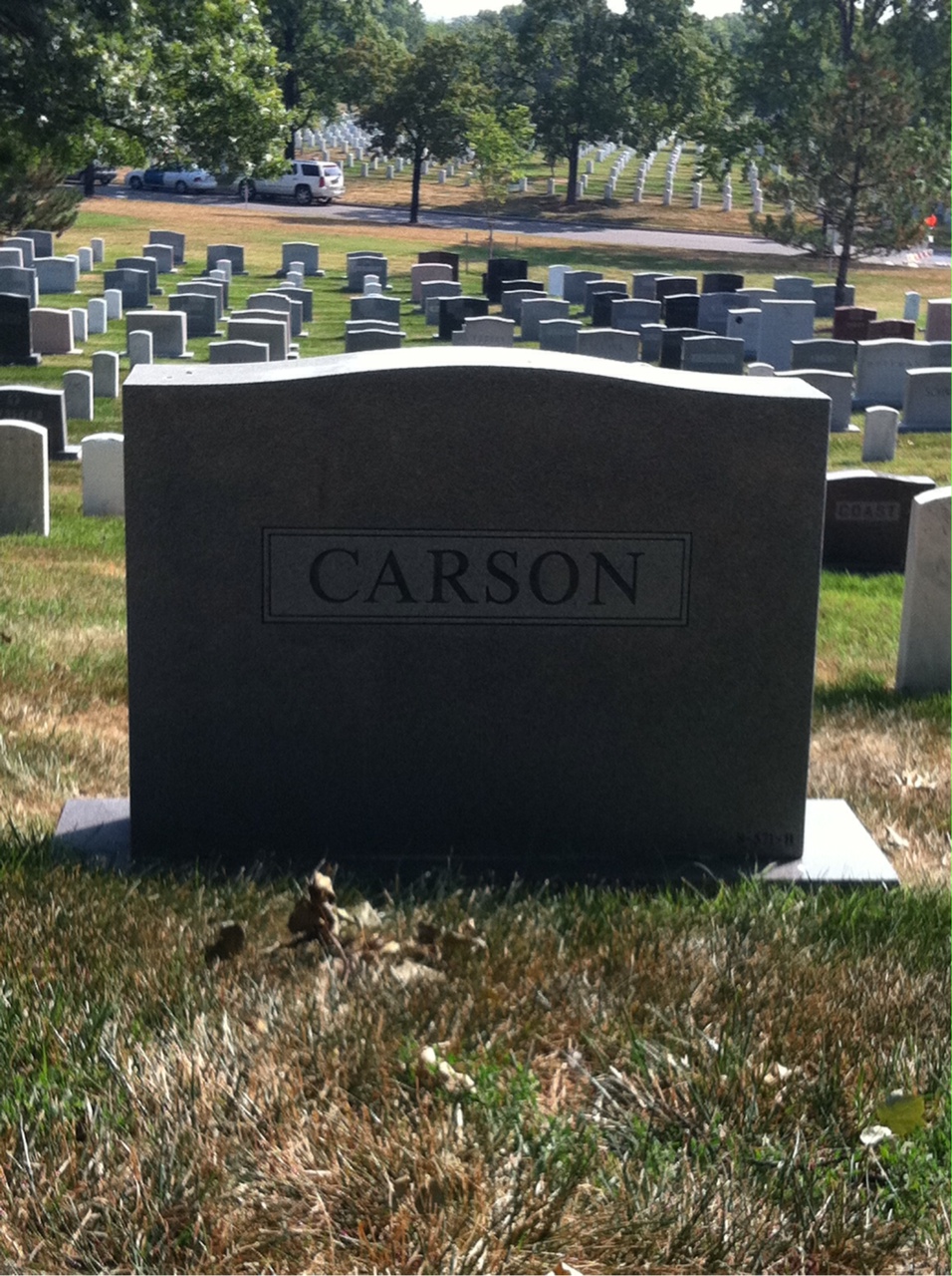 Back of headstone — William Garnett Carson