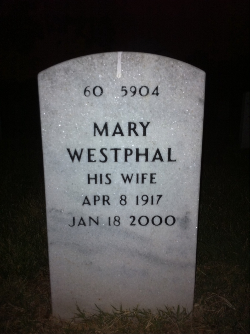 Back of headstone — Mary Morrison