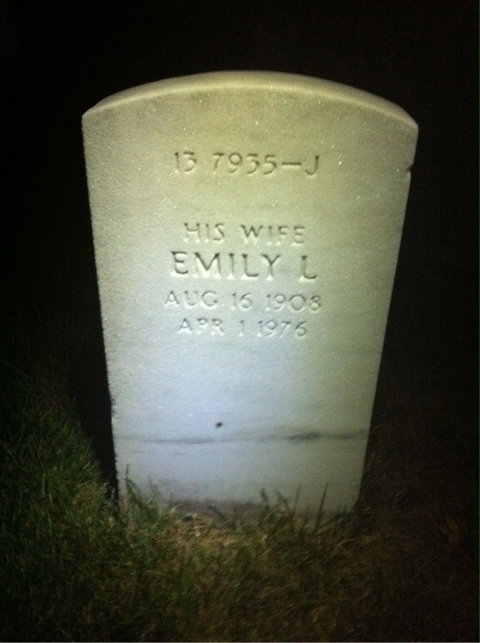 Back of headstone — William Walter Young