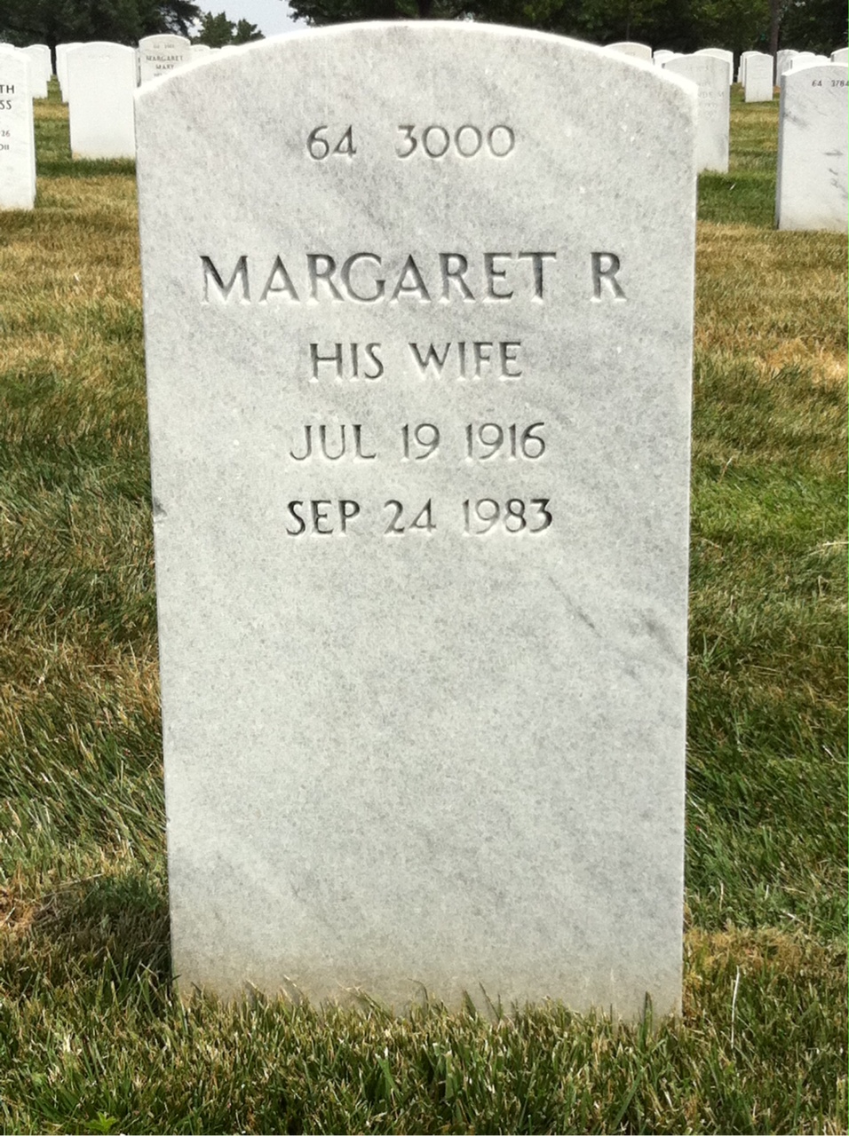 Back of headstone — Margaret Corcoran
