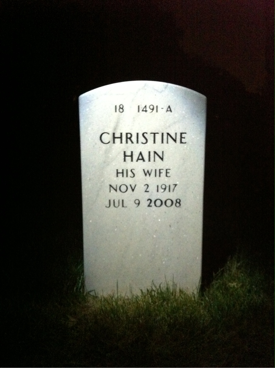 Back of headstone — George Welter