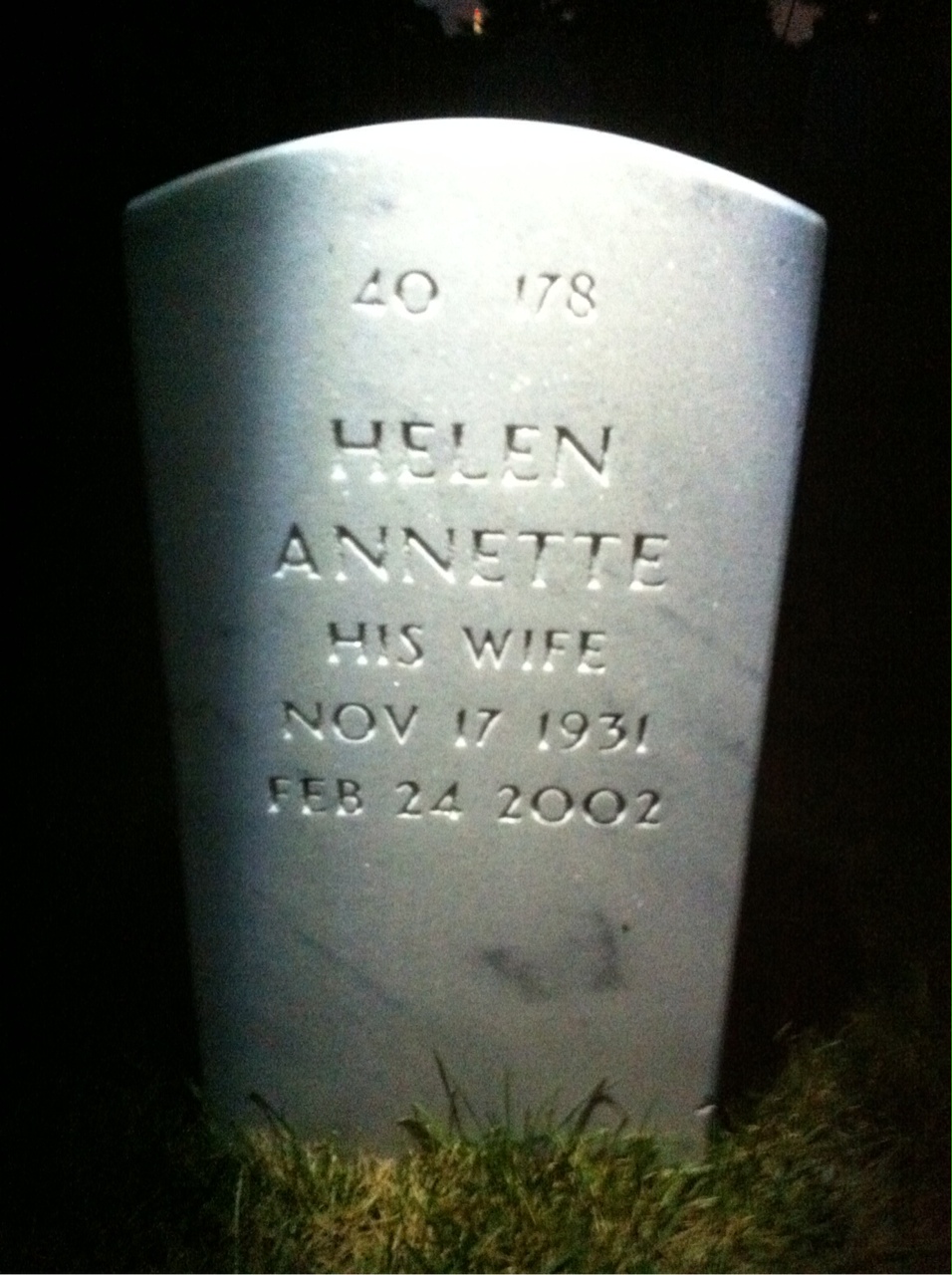 Back of headstone — Alphonso Amore