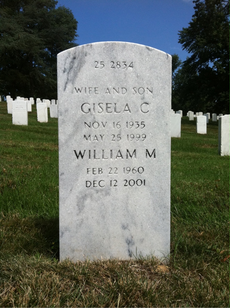 Back of headstone — William M Krouse