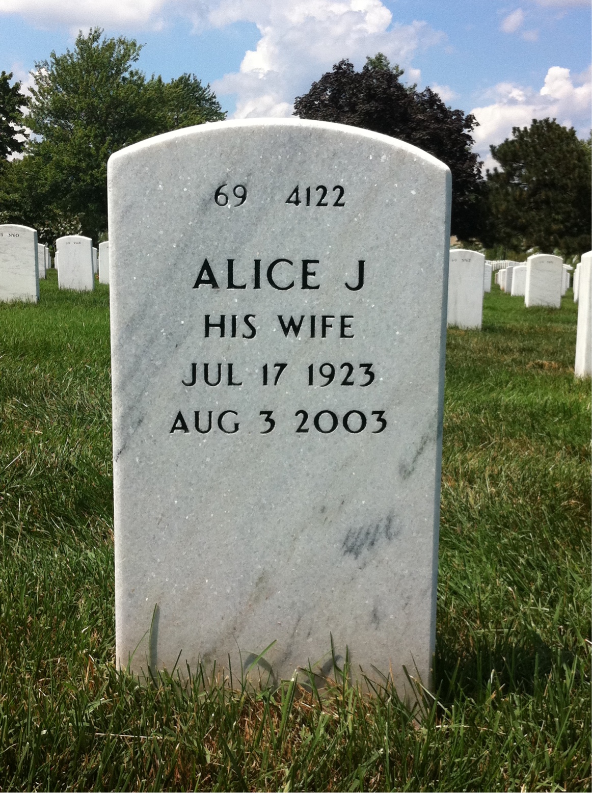 Back of headstone — Milford Wood