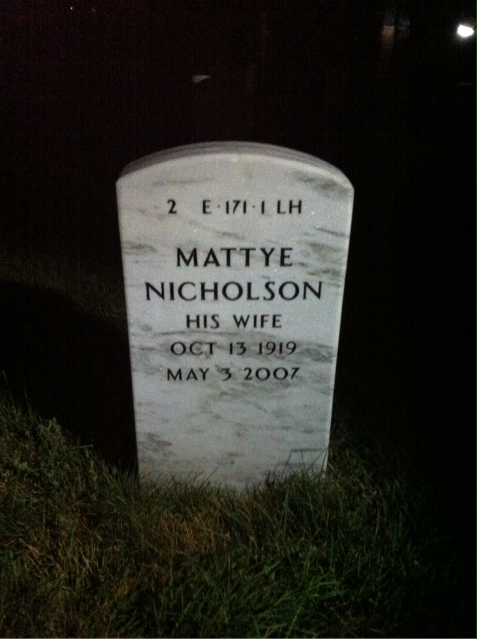 Back of headstone — John Markley