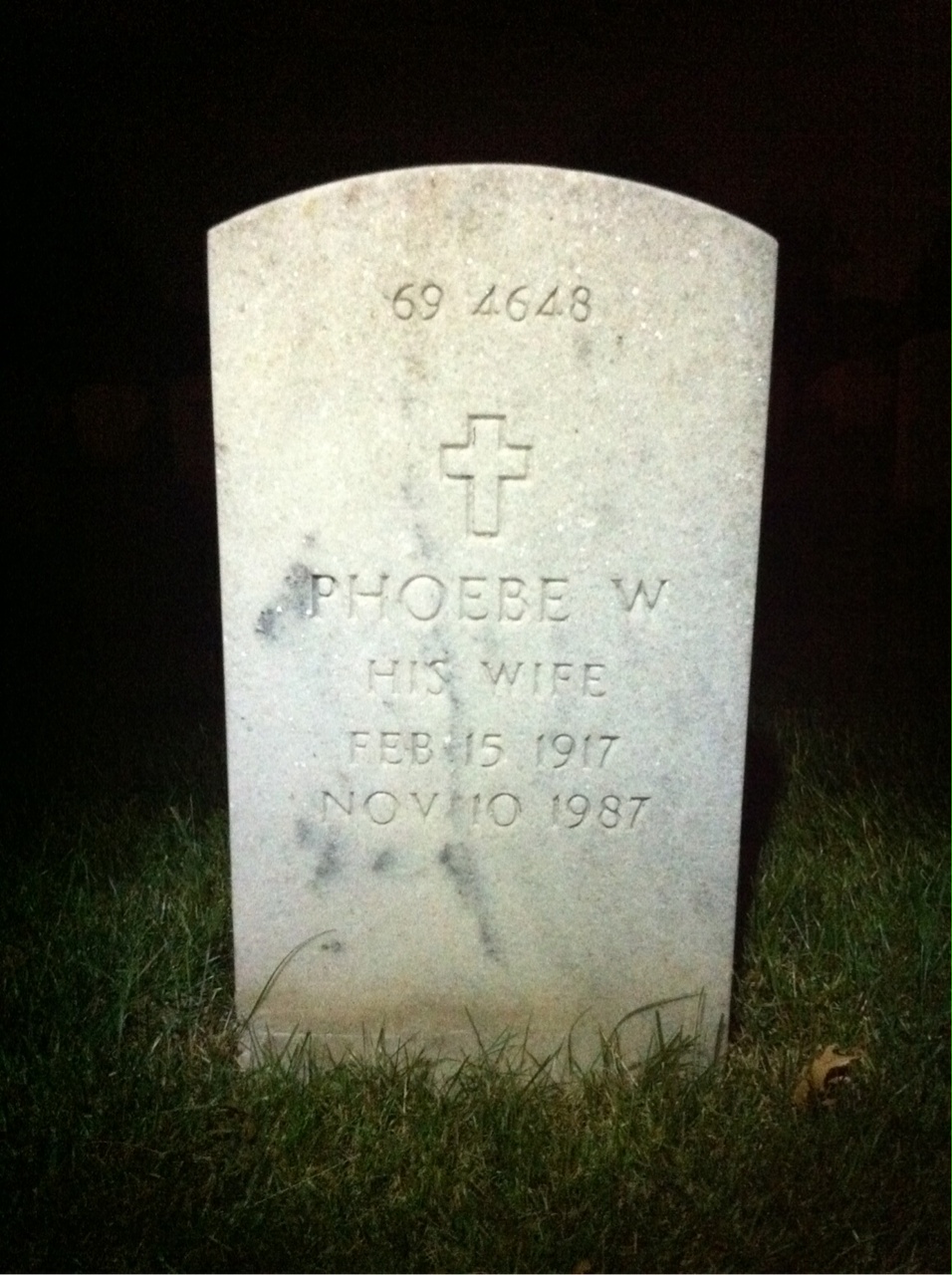 Back of headstone — Phoebe Benton