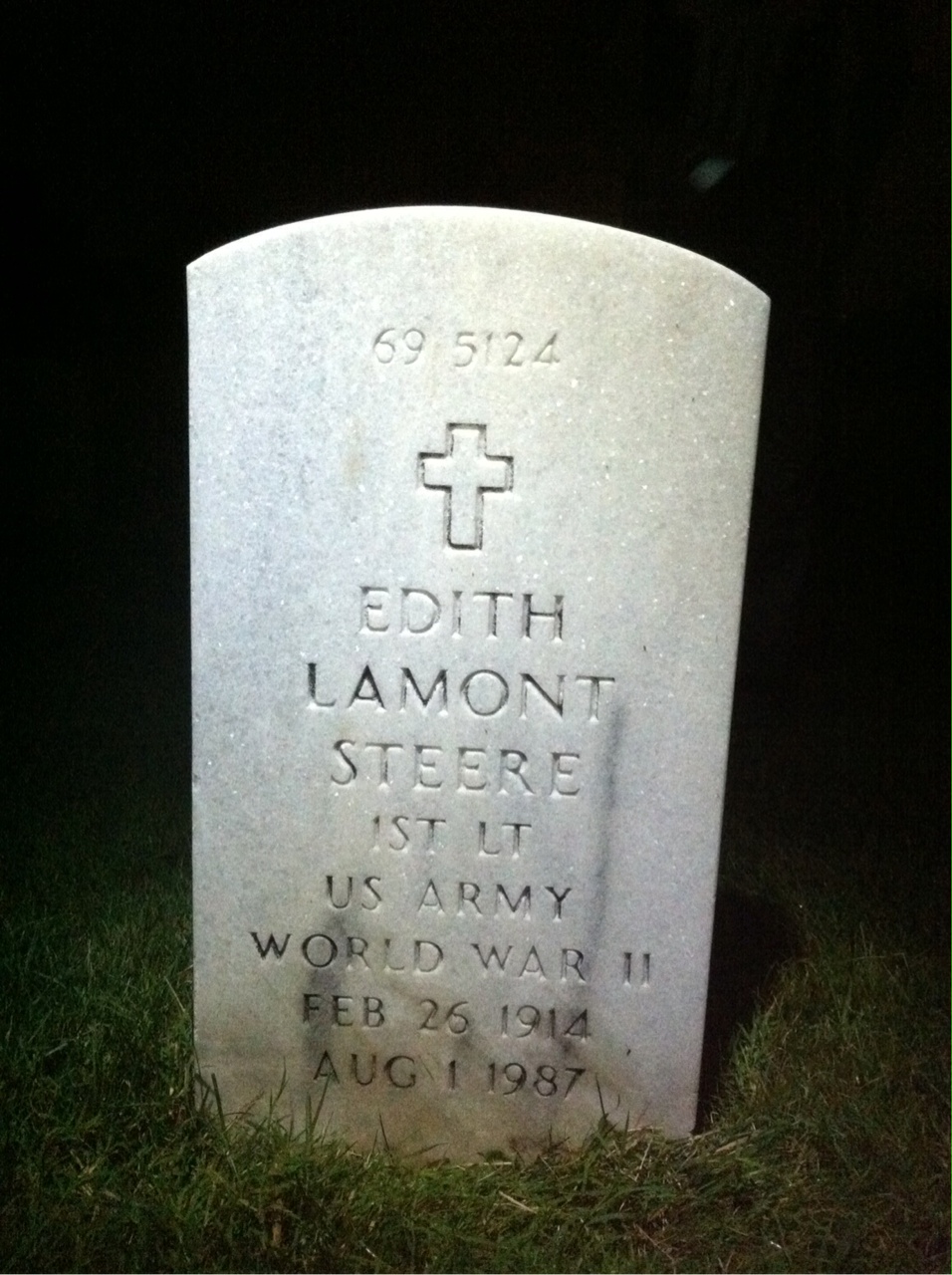 Back of headstone — Edith Lamont Steere