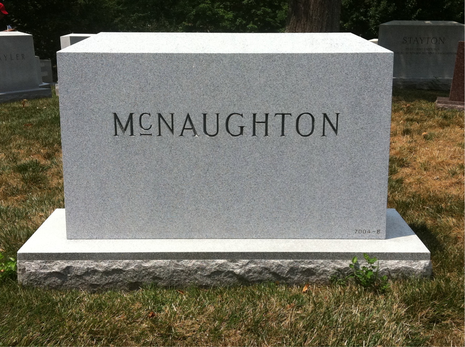 Back of headstone — John Mcnaughton