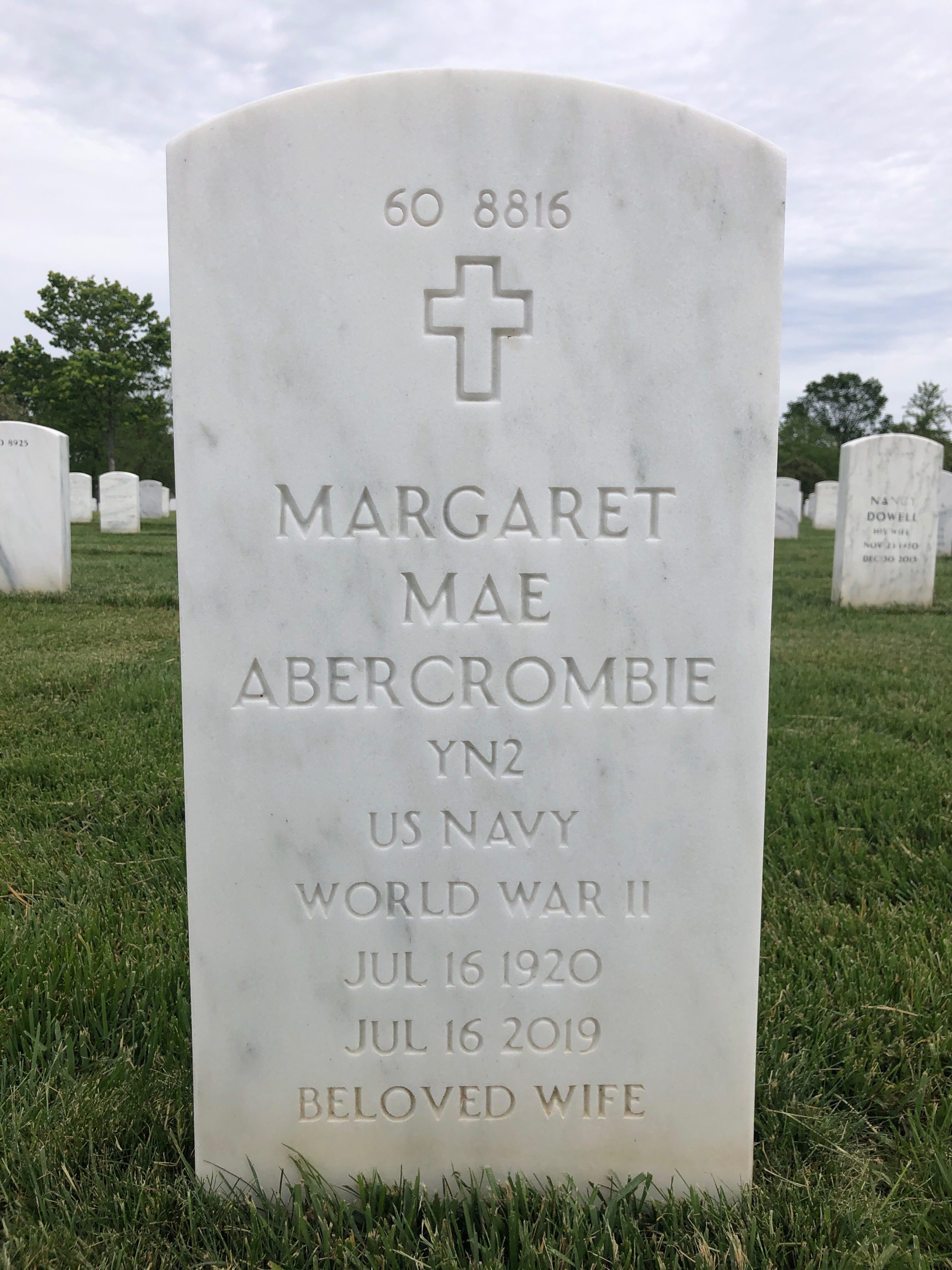 Back of headstone — David Abercrombie