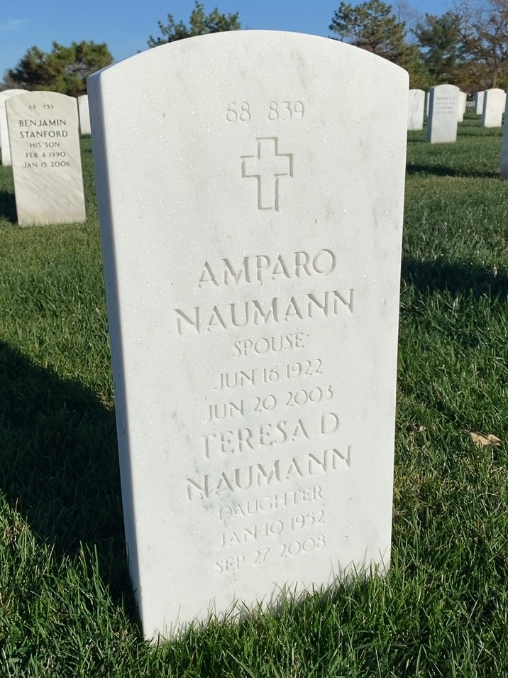 Back of headstone — William Naumann