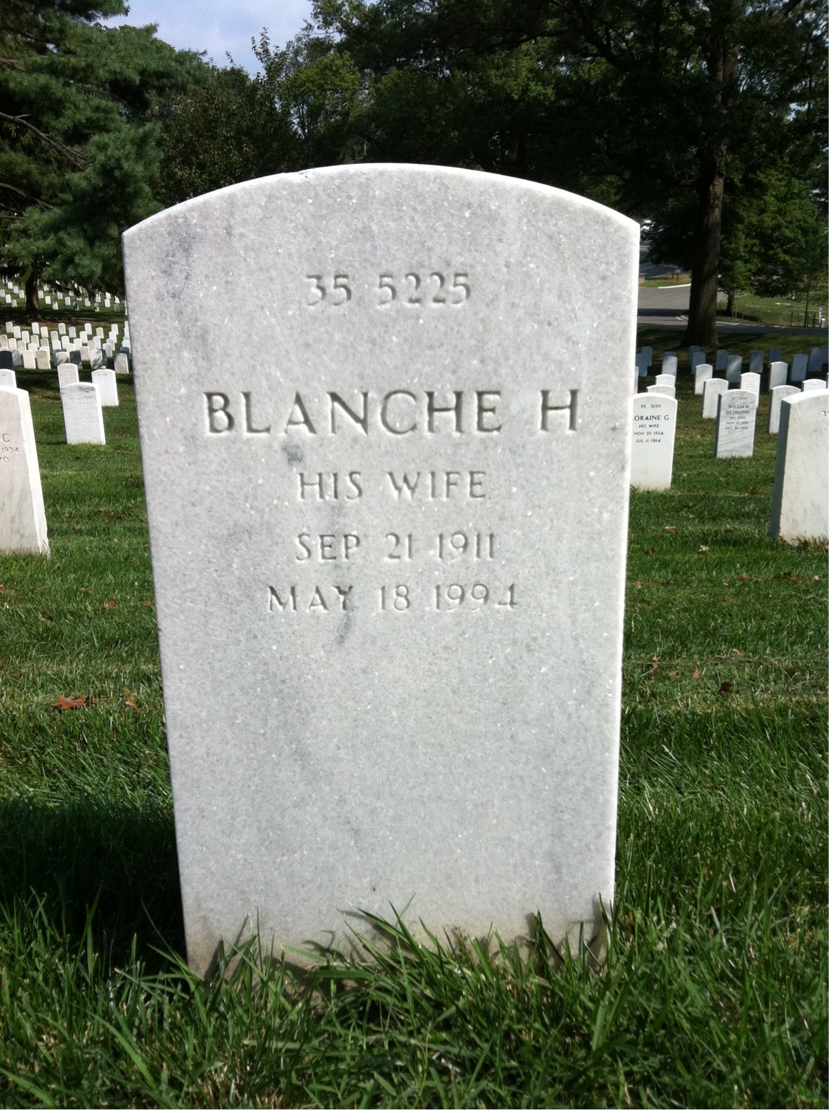 Back of headstone — Blanche Mullan