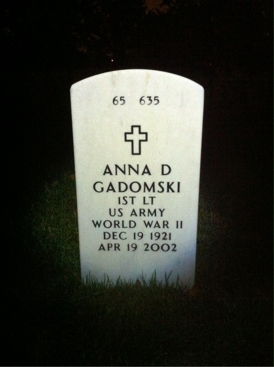 Back of headstone — Frank Gadomski