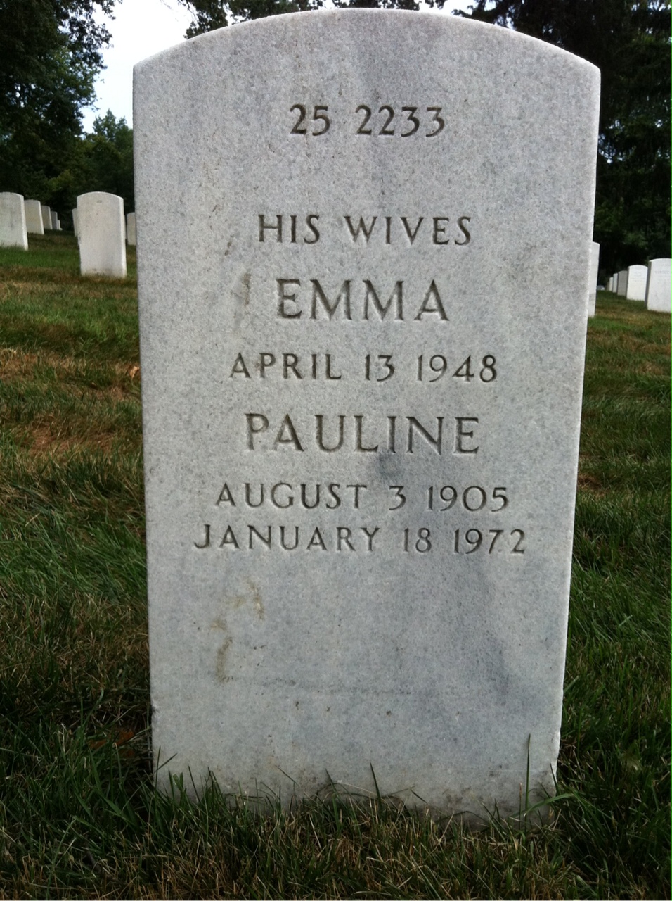Back of headstone — Oscar Allen