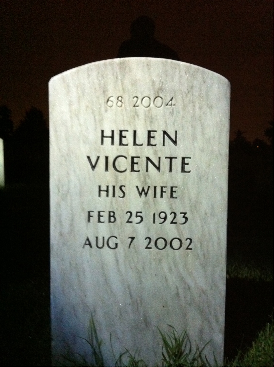 Back of headstone — Helen Alley