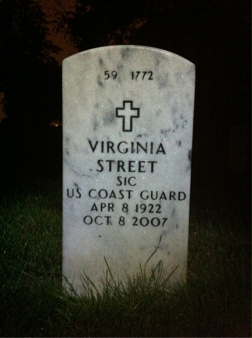 Back of headstone — Virginia Street